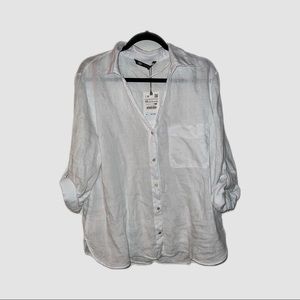 ZARA White Linen Blouse